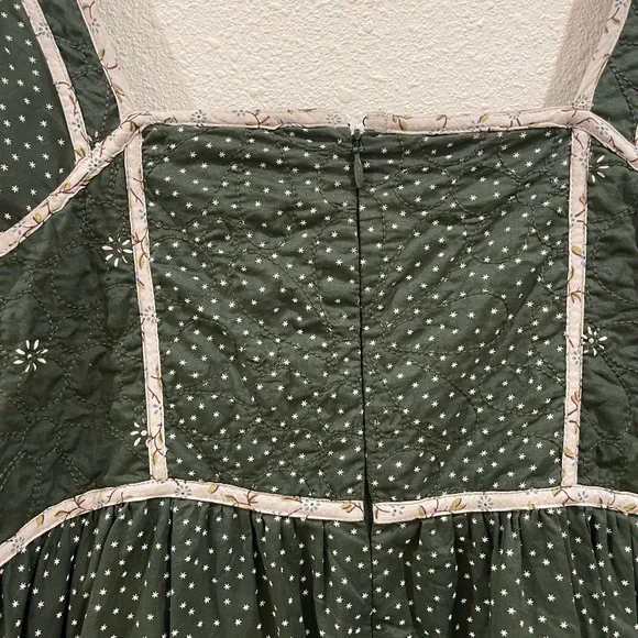Madewell Mix Square-neck Green Quilted Floral Spring Prairie Mini Dress Size 2 - Picture 12 of 12